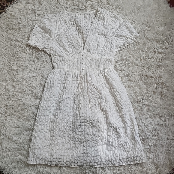 *SOLD* White Semi Sheer White Crinkly Picnic Girly Coquette Babydoll Dress - S - Picture 9 of 15